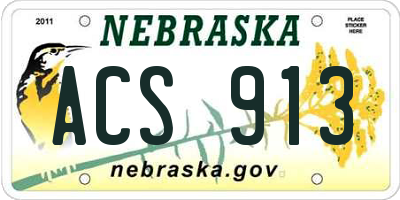 NE license plate ACS913