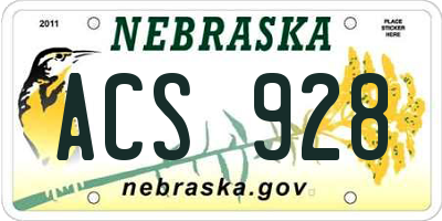NE license plate ACS928
