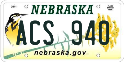 NE license plate ACS940