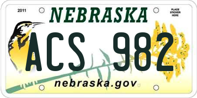NE license plate ACS982