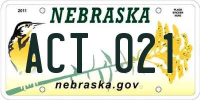 NE license plate ACT021