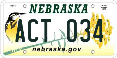 NE license plate ACT034