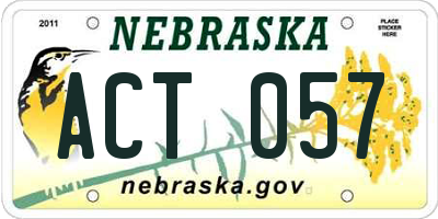 NE license plate ACT057