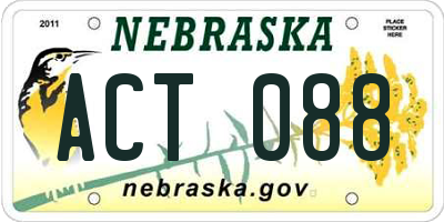 NE license plate ACT088