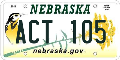 NE license plate ACT105