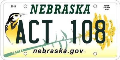 NE license plate ACT108