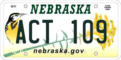 NE license plate ACT109