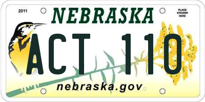 NE license plate ACT110