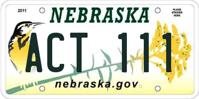 NE license plate ACT111