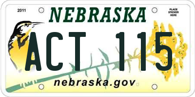 NE license plate ACT115