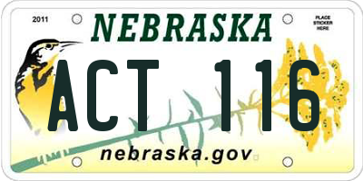 NE license plate ACT116