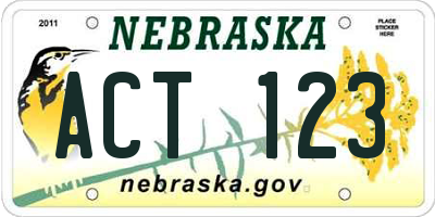 NE license plate ACT123