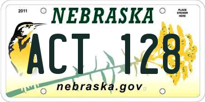 NE license plate ACT128