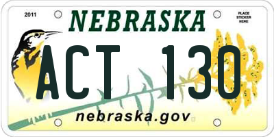 NE license plate ACT130