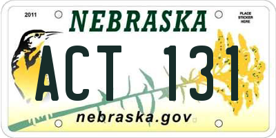 NE license plate ACT131