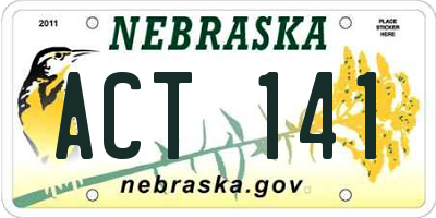 NE license plate ACT141