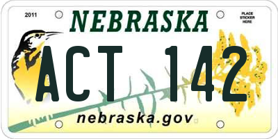 NE license plate ACT142