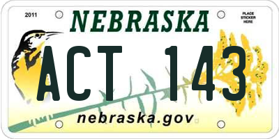 NE license plate ACT143