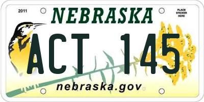 NE license plate ACT145