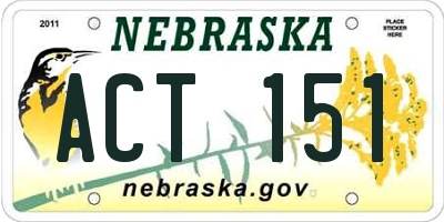 NE license plate ACT151