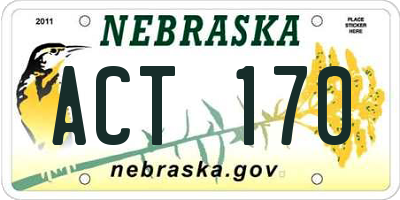 NE license plate ACT170