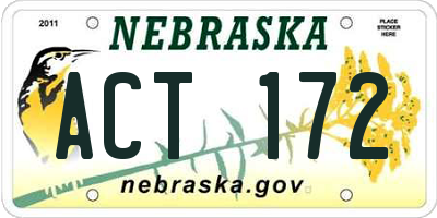 NE license plate ACT172