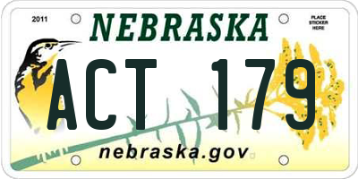 NE license plate ACT179