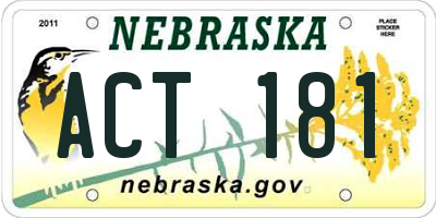 NE license plate ACT181