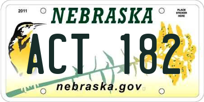 NE license plate ACT182