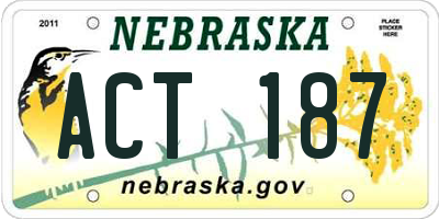 NE license plate ACT187