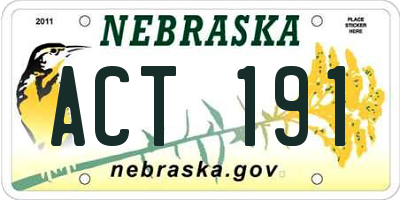 NE license plate ACT191