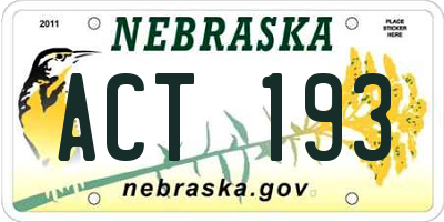 NE license plate ACT193