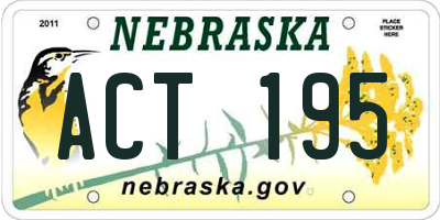 NE license plate ACT195