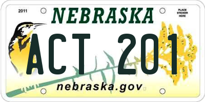 NE license plate ACT201