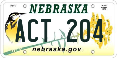 NE license plate ACT204