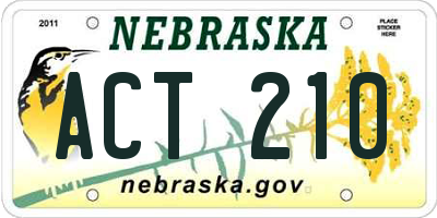 NE license plate ACT210