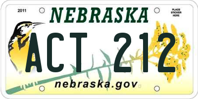 NE license plate ACT212