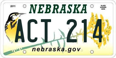 NE license plate ACT214