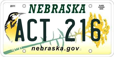 NE license plate ACT216