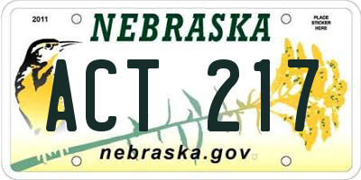 NE license plate ACT217