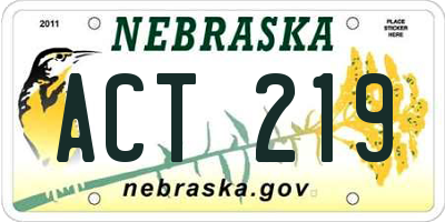 NE license plate ACT219