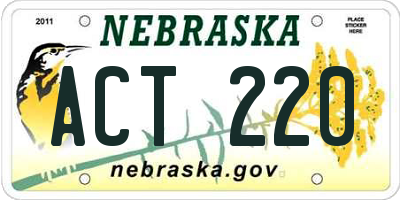 NE license plate ACT220