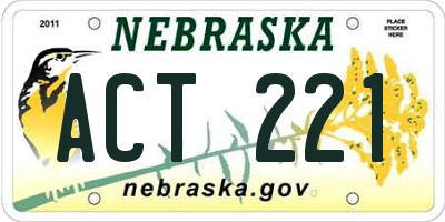 NE license plate ACT221