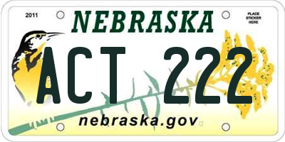 NE license plate ACT222