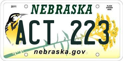 NE license plate ACT223