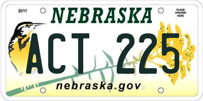 NE license plate ACT225