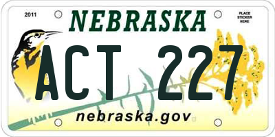 NE license plate ACT227