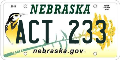 NE license plate ACT233