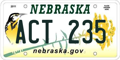 NE license plate ACT235