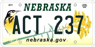 NE license plate ACT237